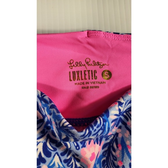 Lilly Pulitzer Luxletic Leggings Athletic Blue Pink Floral Print Size S - Picture 3 of 6